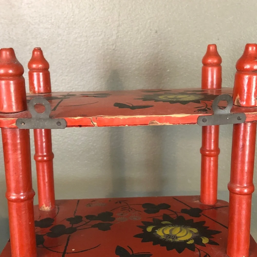 Vintage Japanese Hanging or Standing Wooden Shelf Etagere